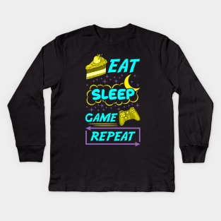 Gamer Eat Sleep Game Repeat Anime Kawaii Gaming Kids Long Sleeve T-Shirt